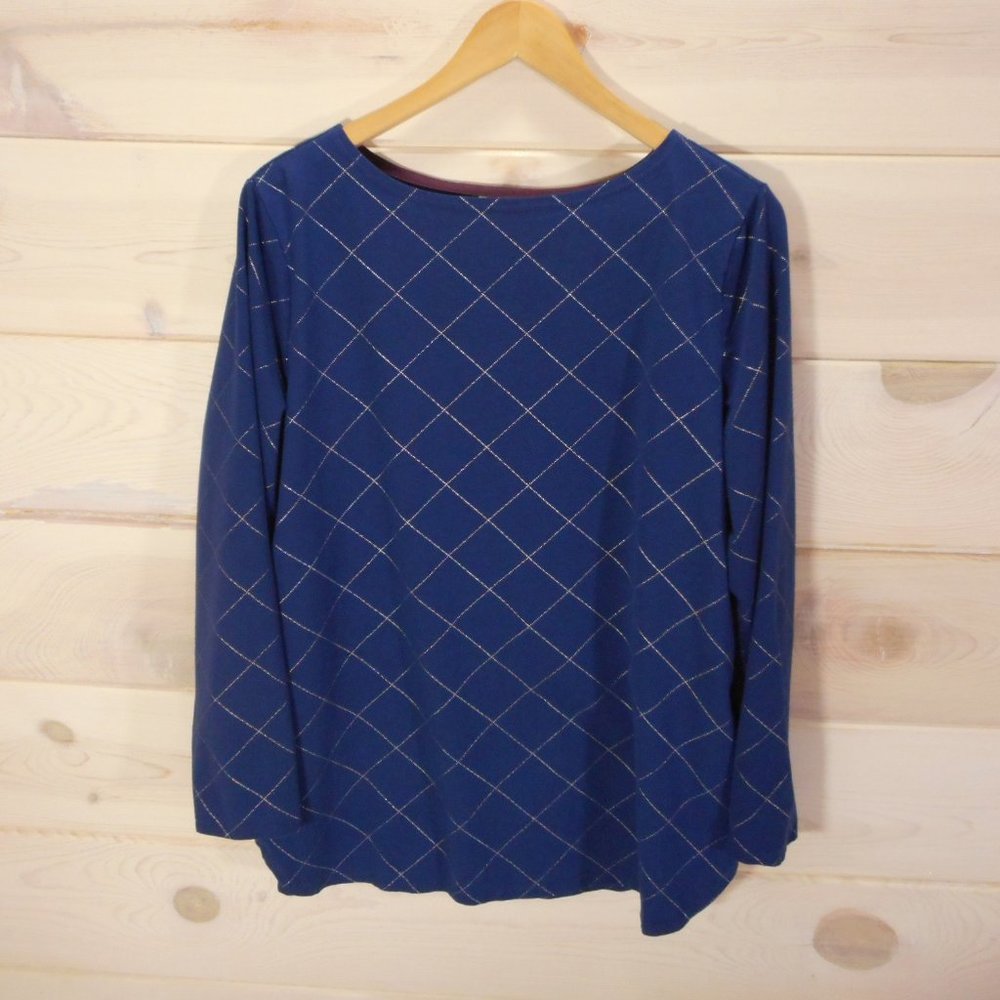 Soma Women's XL Long Sleeve Top Navy Blue Silver